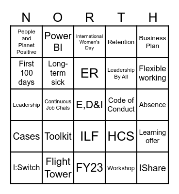 North P&C Managers Bingo Card