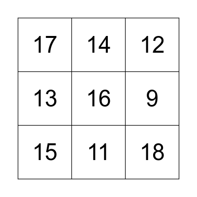 Number Assessment  Bingo Card
