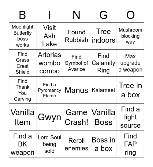 Dark Souls 1 Randomizer Bingo Card