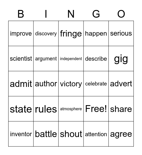 Mixed vocabulary IV Bingo Card