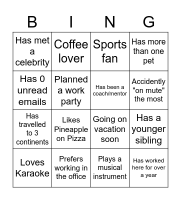 Team Bingo Card