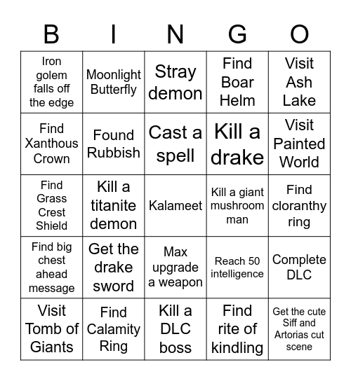 Dark Souls 1 Randomizer Bingo Card