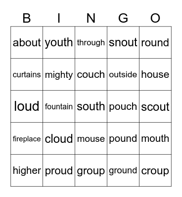 Trout Soup /ow/ /oo/ Bingo Card