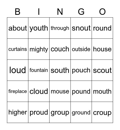 Trout Soup /ow/ /oo/ Bingo Card