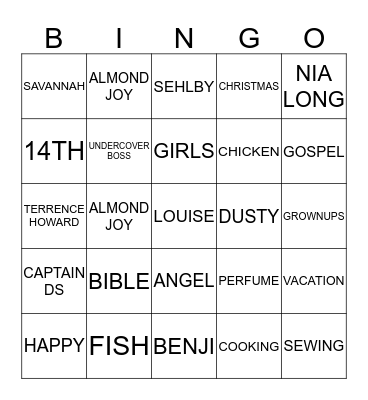 LOUSIE Bingo Card