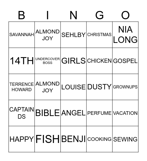 LOUSIE Bingo Card