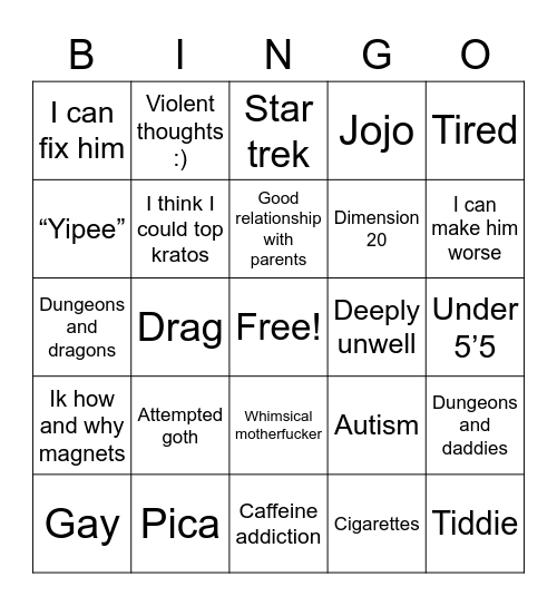 Michael Bingo Card