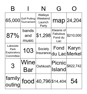 Fond du Lac Festivals BINGO Card