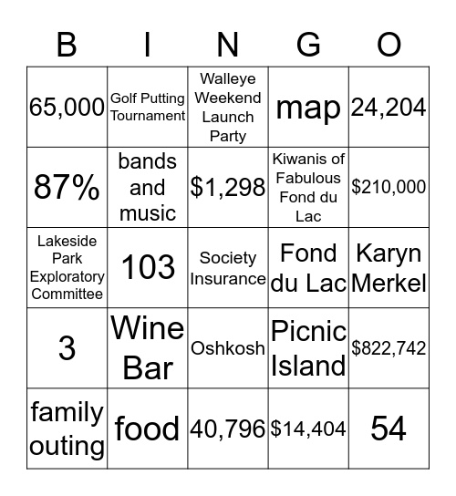 Fond du Lac Festivals BINGO Card