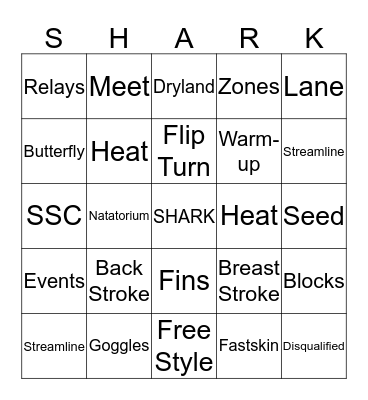 SHARK BINGO  Bingo Card