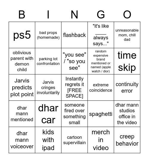 Dhar Mann Bingo v4 Bingo Card