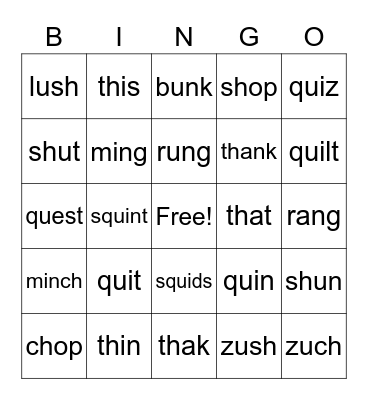 Skills 7 Bingo Card