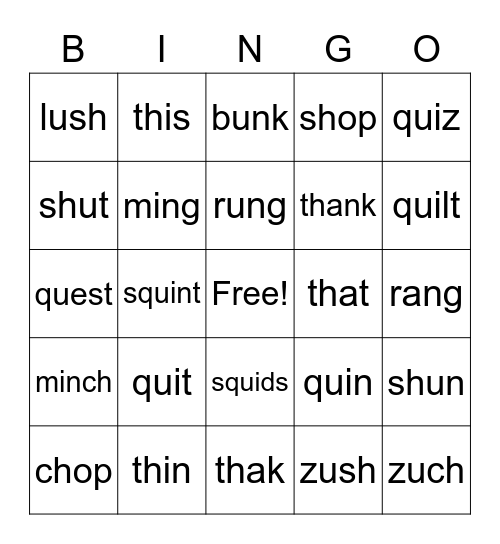 Skills 7 Bingo Card