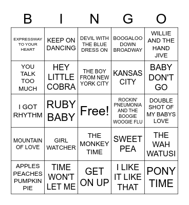 OLDIES HITS Bingo Card