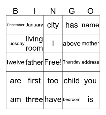 Fall Term Bingo Card