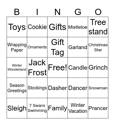 Holiday Bingo Card