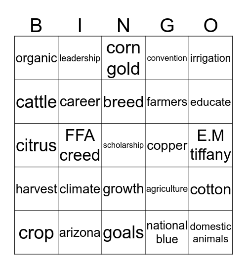 FFA Bingo Card