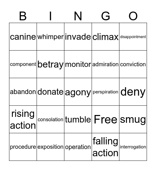 English 2  Bingo Card