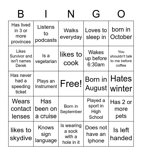 Bingo Card