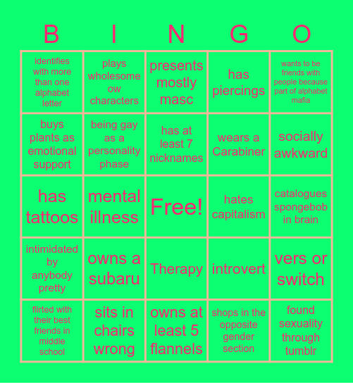 Queer bingo Card