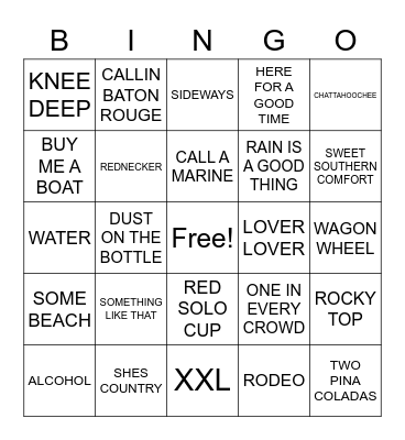 COUNTRY HITS Bingo Card