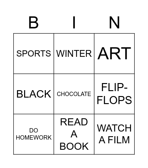 Untitled Bingo Card