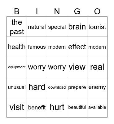 Units 3 and 4 Bingo Card