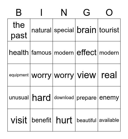 Units 3 and 4 Bingo Card