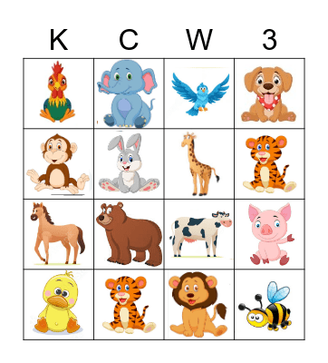 Kortlyn's Animal Bingo Card