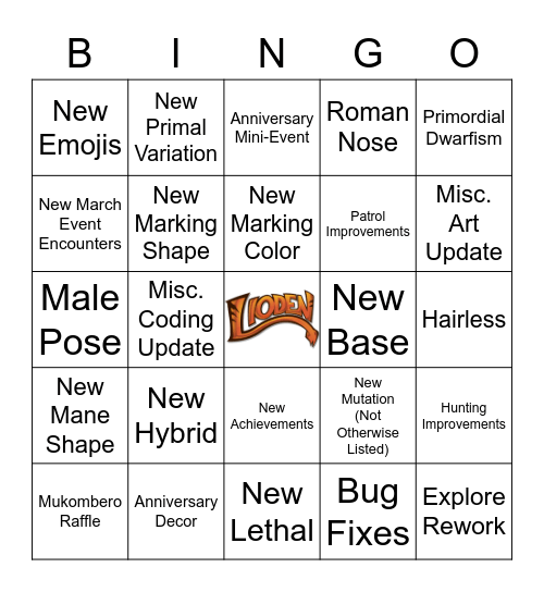 Lioden Anniversary Bingo Card