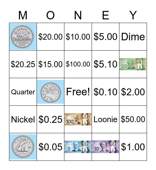 Money Sense BINGO Card