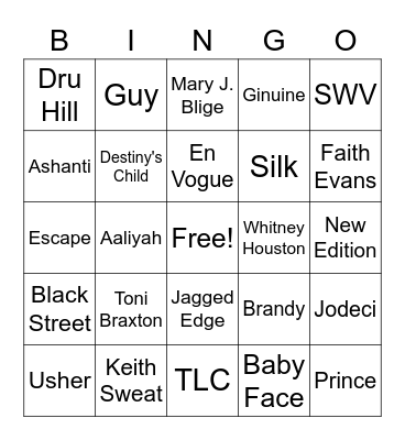 DJ Bingo Card