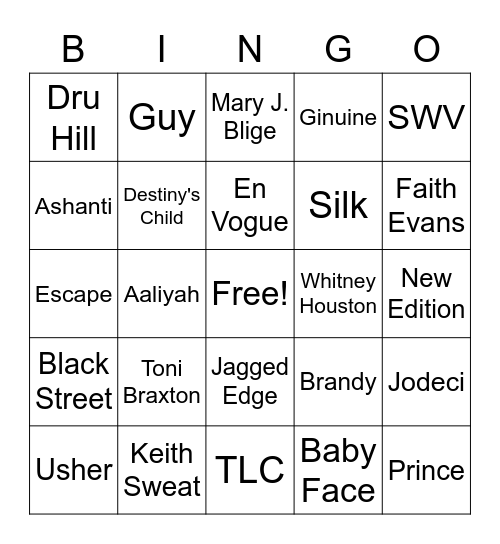DJ Bingo Card
