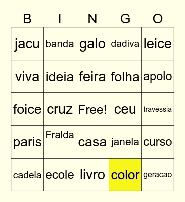 BINGO DA AYIÈ Bingo Card