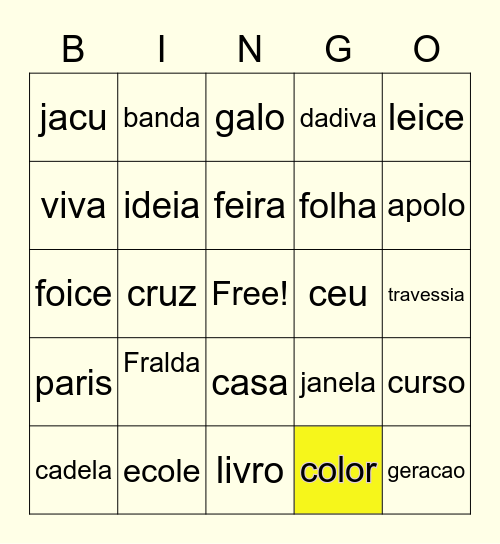 BINGO DA AYIÈ Bingo Card