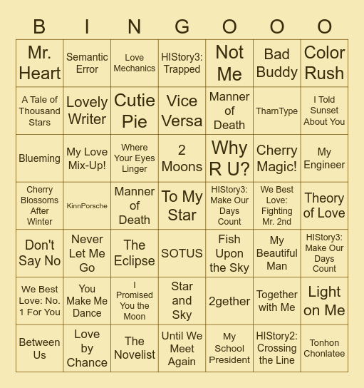 Popular BL Bingo by ua_bl Bingo Card