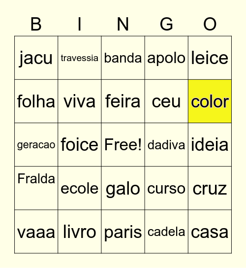 BINGO DA AYIÈ Bingo Card