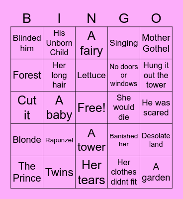 RAPUNZEL Bingo Card
