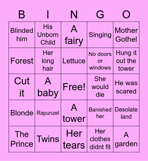 RAPUNZEL Bingo Card