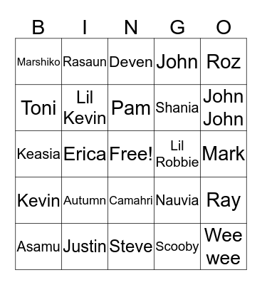Freeman's Bingo Card