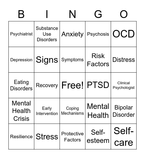 Mental Health Bingo! Bingo Card