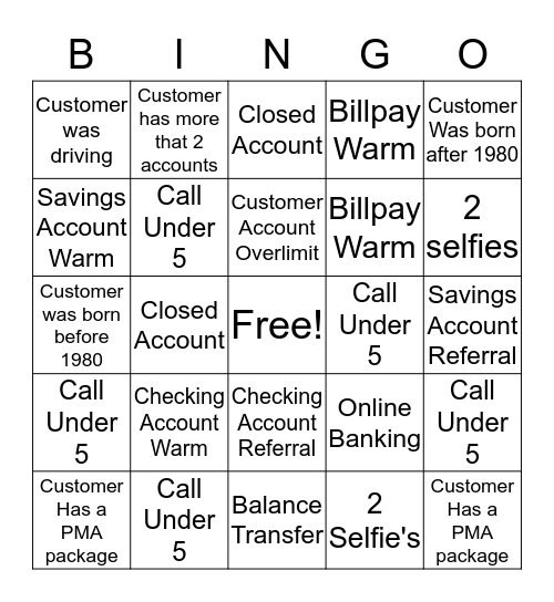 Clear The Board  Bingo Card