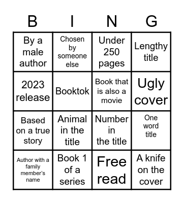 Book challenge Bingo Card