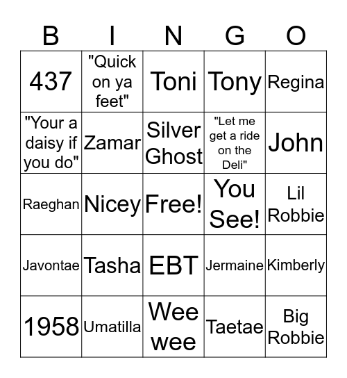 Freeman's Bingo Card