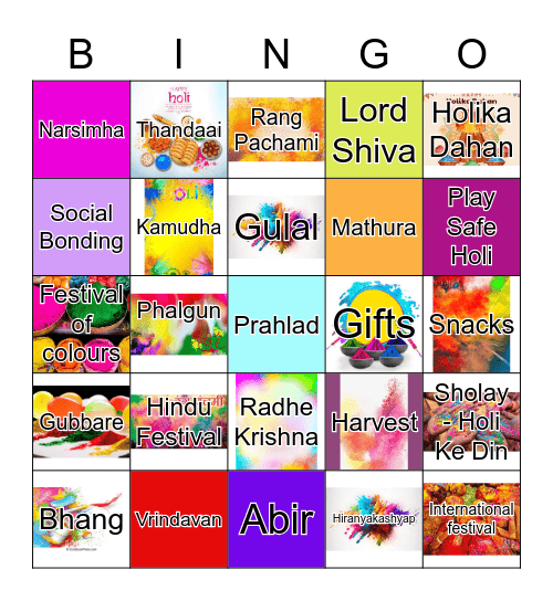 Holi Gujiya Bingo Card