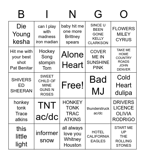 ROADS FAVS MARCH 2023 Bingo Card