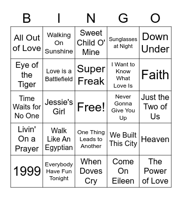 Round 2: 80s Essentials Bingo Card