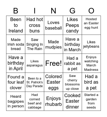 SPRINGO Bingo Card