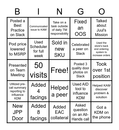 JUUL Bingo Card