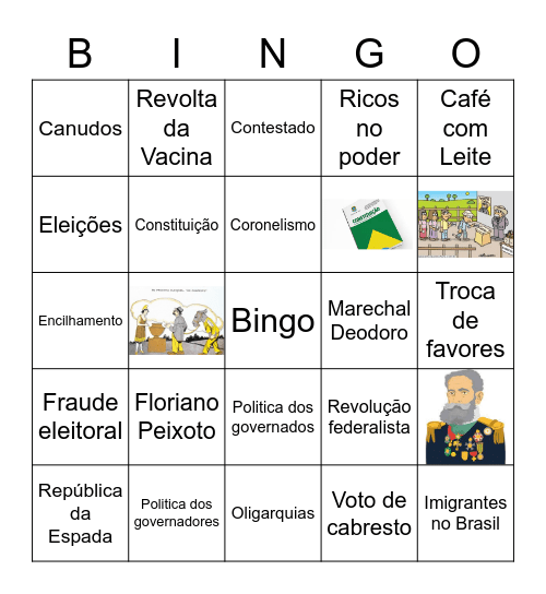 República Velha Bingo Card